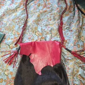 Stylish Red and Black Leather Western Shoulder Bag